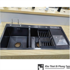 CHẬU 2 HỘC 1 CÁNH ĐA NĂNG PHỦ NANO CAO CẤP HI-C06NN