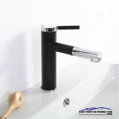 VÒI RỬA LAVABO NÓNG LẠNH SƠN TĨNH ĐIỆN ĐEN -5224