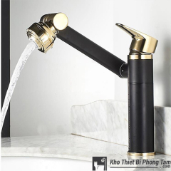 Vòi Lavabo Nóng Lạnh Cổ Xoay 720 Độ Đa Chiều Đen -264