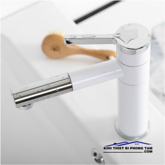 VÒI RỬA LAVABO NÓNG LẠNH SƠN TĨNH ĐIỆN TRẮNG -5224T