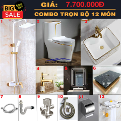 TRỌN BỘ COMBO 12 MÓN NHÀ TẮM NÓNG LẠNH TRẮNG CB23