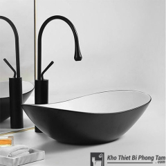 Chậu lavabo đặt bàn đen trắng LA-03ĐT