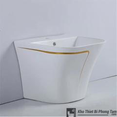 Lavabo liền khối viền vàng LA-15