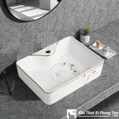 Lavabo Vuông Bông Hoa HI-LA08BH