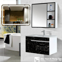 Lavabo Tủ Nhựa PVC Cao Cấp Vân Đá Đen HI-T7817