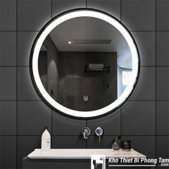 GƯƠNG LED TRÒN CẢM ỨNG CAO CẤP VIỀN ĐEN HI-GL112Đ