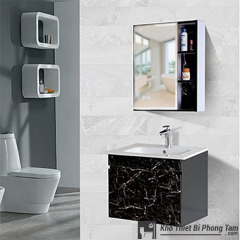 Lavabo Tủ Nhựa PVC Cao cấp Vân Đá Đen HI-T7678Đ