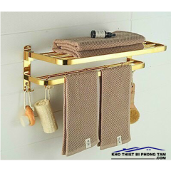 (NEW)Máng Khăn Cao Cấp Inox 304 Mạ Vàng HI-MK14