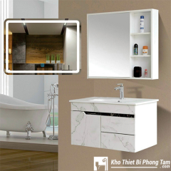 Lavabo Tủ Nhựa PVC Cao Cấp Vân Đá Trắng HI-T7816