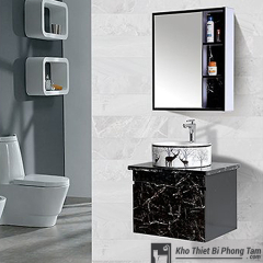 Lavabo Tủ Nhựa PVC Cao cấp Vân Đá Đen HI-T7619