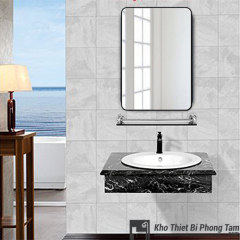 BÀN ĐÁ 1 TẦNG GƯƠNG ĐỨNG VIỀN ĐEN CAO CẤP HI-BĐ17