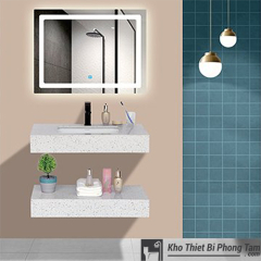 BÀN ĐÁ 2 TẦNG THẠCH ANH GƯƠNG LED CẢM ỨNG CAO CẤP HI-BĐ081