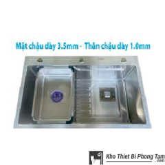 CHẬU CHÉN 1 HỘC INOX 304 DÀY CAO CẤP -C31T