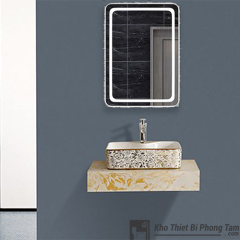 BÀN ĐÁ 1 TẦNG GƯƠNG LED CẢM ỨNG ĐỨNG CAO CẤP HI-BĐ15