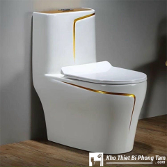 Bồn Cầu Trắng Viền Vàng BC-1C105