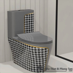 Bồn Cầu Xám Caro Vân Vàng BC-9225