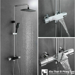 Sen cây tắm đứng tròn đồng thau mạ crome HI-SC9010