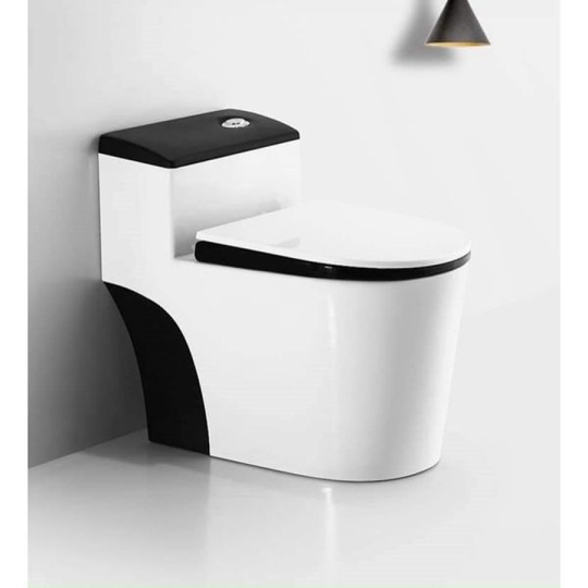 (NEW)Bồn Cầu 1 Khối Trắng Đen BC-9222