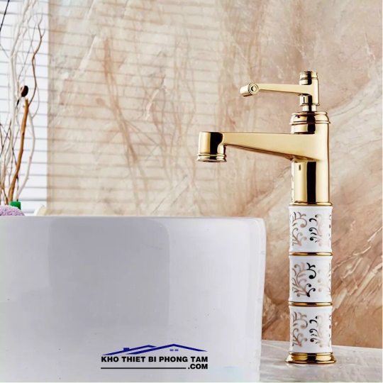 VÒI RỬA LAVABO NÓNG LẠNH MẠ VÀNG CAO CẤP -5316