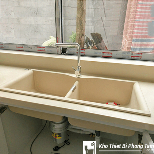 (NEW)CHẬU CHÉN ĐÁ GRANITE VÀNG KEM CAO CẤP HI-13CĐV