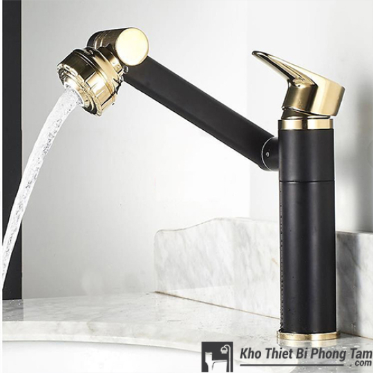 Vòi Lavabo Nóng Lạnh Cổ Xoay 720 Độ Đa Chiều Đen -264