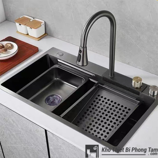 CHẬU CHÉN NANO ĐEN KÈM VÒI CAO CẤP HI-C32NN