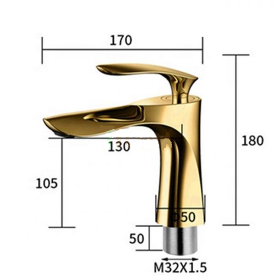 VÒI RỬA LAVABO NÓNG LẠNH MẠ VÀNG -5202V