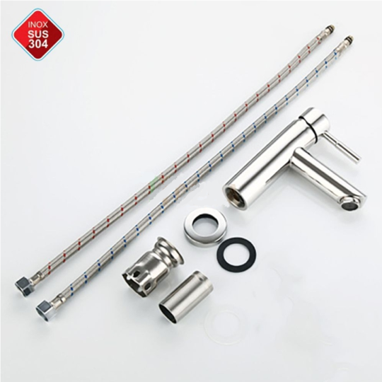 VÒI RỬA LAVABO TRÒN NÓNG LẠNH INOX 304 -5221B(20CM)