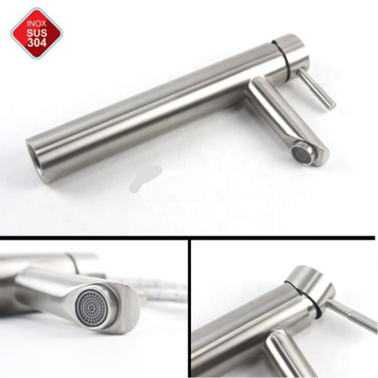 VÒI RỬA LAVABO TRÒN NÓNG LẠNH INOX 304 -5221B(30CM)