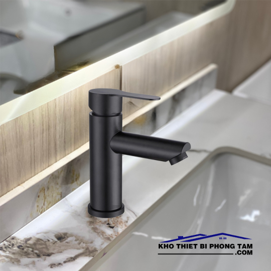 VÒI RỬA LAVABO NÓNG LẠNH SƠN TĨNH ĐIỆN ĐEN -5320