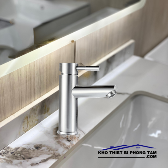 VÒI RỬA LAVABO TRÒN NÓNG LẠNH INOX 304 -5221