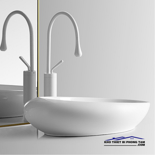 VÒI RỬA LAVABO NÓNG LẠNH SƠN TĨNH ĐIỆN TRẮNG -5320T