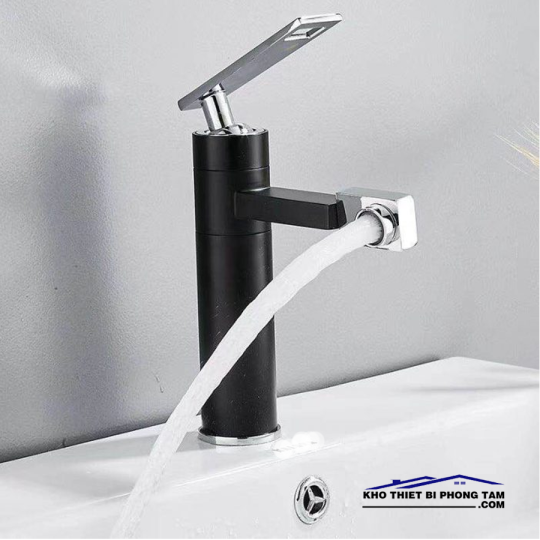 VÒI RỬA LAVABO NÓNG LẠNH SƠN TĨNH ĐIỆN ĐEN -5217