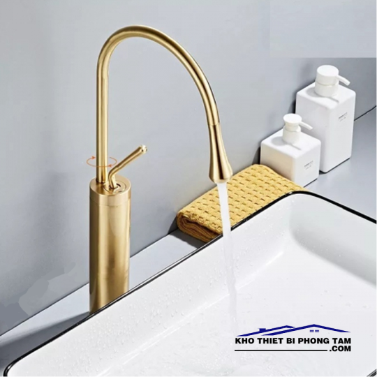 VÒI RỬA LAVABO NÓNG LẠNH MẠ VÀNG -5320V