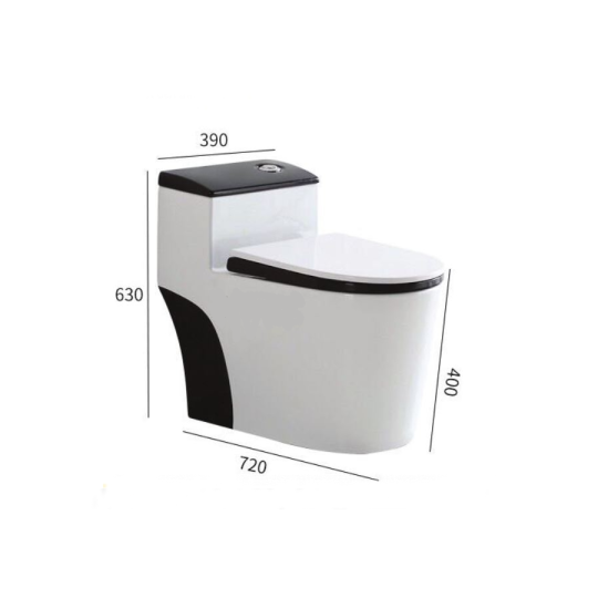 (NEW)Bồn Cầu 1 Khối Trắng Đen BC-9222