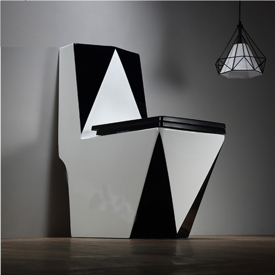 Bồn cầu kim cương 1 khối Trắng Đen BC-536