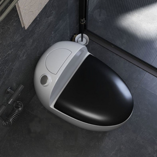 (NEW)Bồn Cầu Trứng 1 Khối Trắng Nắp Đen BC-9219