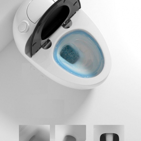 (NEW)Bồn Cầu Trứng 1 Khối Trắng Nắp Đen BC-9219