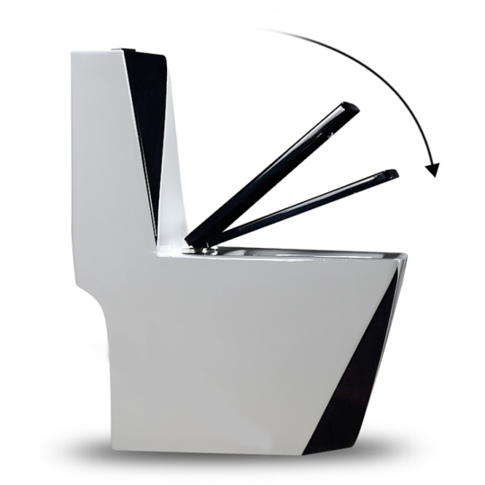 Bồn cầu kim cương 1 khối Trắng Đen BC-536