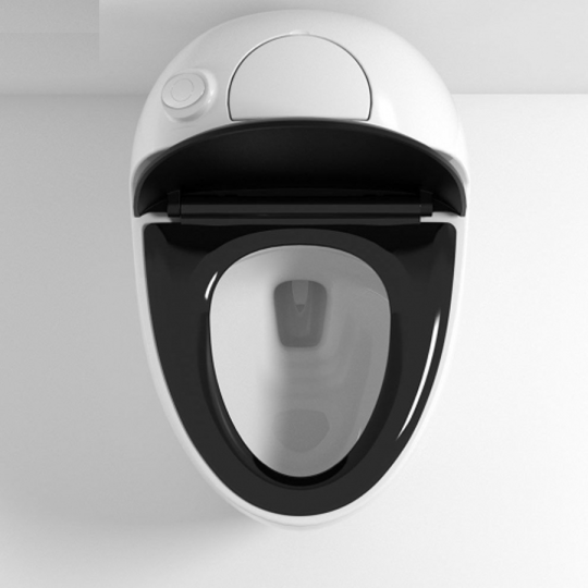 (NEW)Bồn Cầu Trứng 1 Khối Trắng Nắp Đen BC-9219