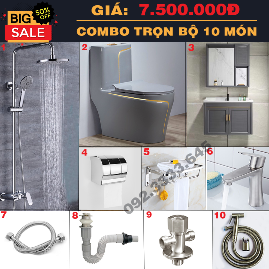 COMBO THIẾT BỊ PHÒNG TẮM TRỌN BỘ 10 MÓN CAO CẤP HI-CB12