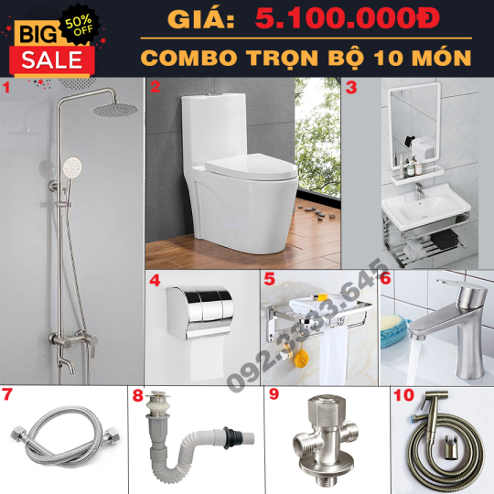 COMBO THIẾT BỊ PHÒNG TẮM TRỌN BỘ 10 MÓN CAO CẤP HI-CB14