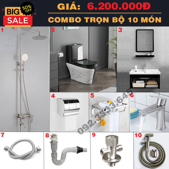 COMBO THIẾT BỊ PHÒNG TẮM TRỌN BỘ 10 MÓN CAO CẤP HI-CB15