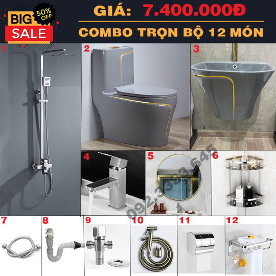 COMBO THIẾT BỊ PHÒNG TẮM TRỌN BỘ 12 MÓN CAO CẤP HI-CB5