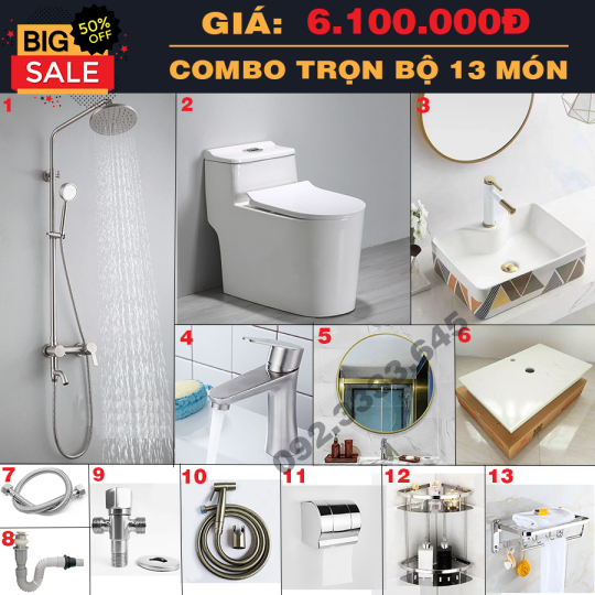 COMBO THIẾT BỊ PHÒNG TẮM TRỌN BỘ 13 MÓN CAO CẤP HI-CB9