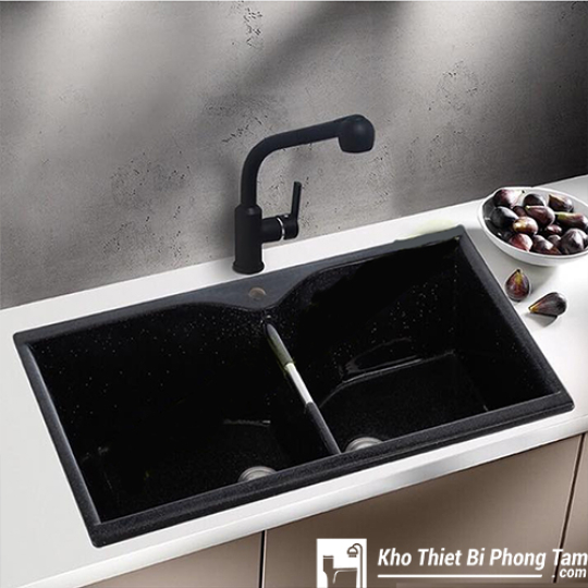 (NEW)CHẬU CHÉN ĐÁ GRANITE ĐEN CAO CẤP HI-13CĐ