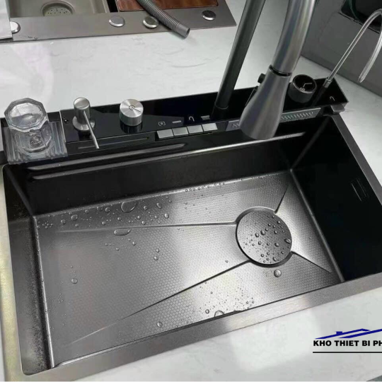 Chậu Rửa Chén Bát Thác Nước Inox Nano Đen