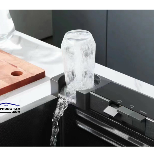 Chậu Rửa Chén Bát Thác Nước Inox Nano Đen