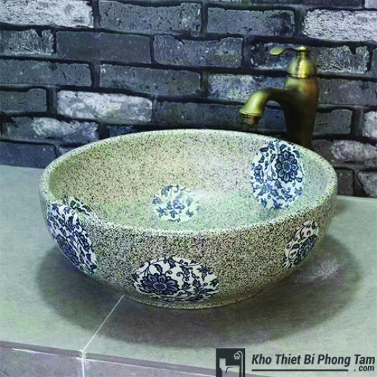 Lavabo Đặt Bàn Tròn Hoa HI-LA32