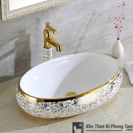 Lavabo Ovan Hoa Văn -LA05